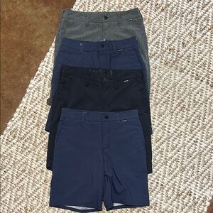 Bundle of 4 Hurley Boys Flat Front Shorts - Gray and Blue